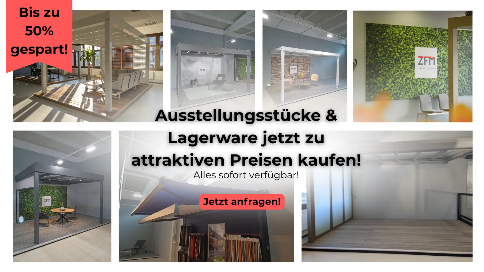 Ausstellungsstücke und Lagerware zu attrakiven Preisen ZFM terrassendach